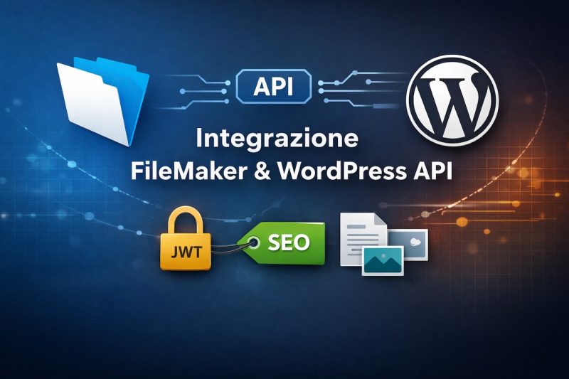 Integrazione tra Claris FileMaker e WordPress tramite API REST con autenticazione JWT e gestione SEO automatizzata