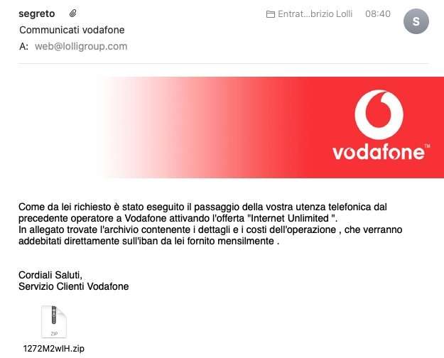 Vodafone truffa email phishing lolli group