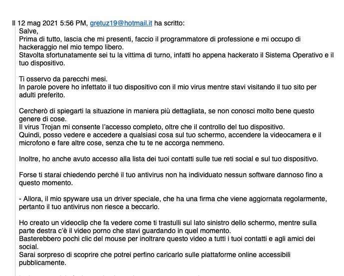 mail phishing truffa sex scam telegram